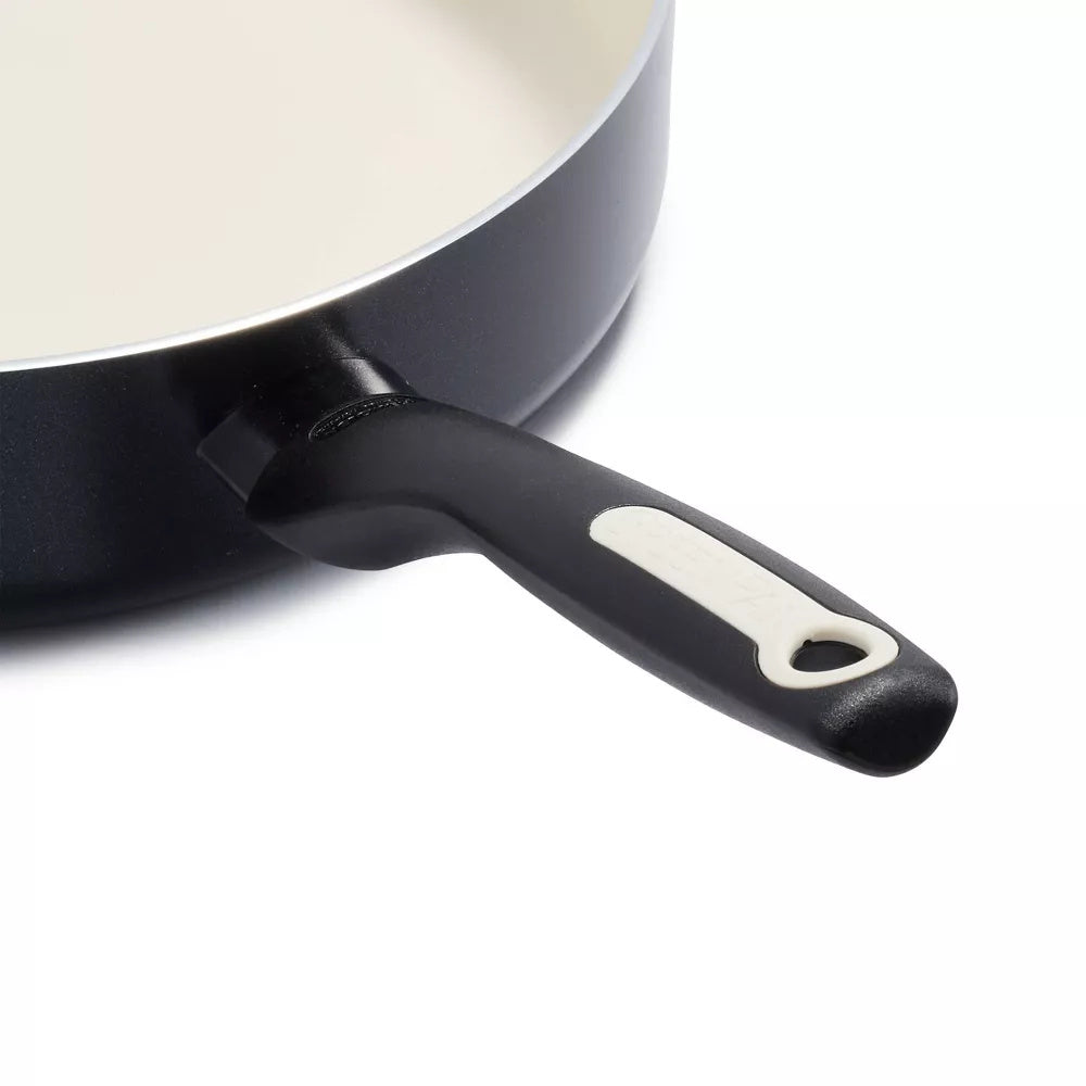 Rio 5qt Ceramic Nonstick Covered Saute Pan with Helper Handle Black Doba